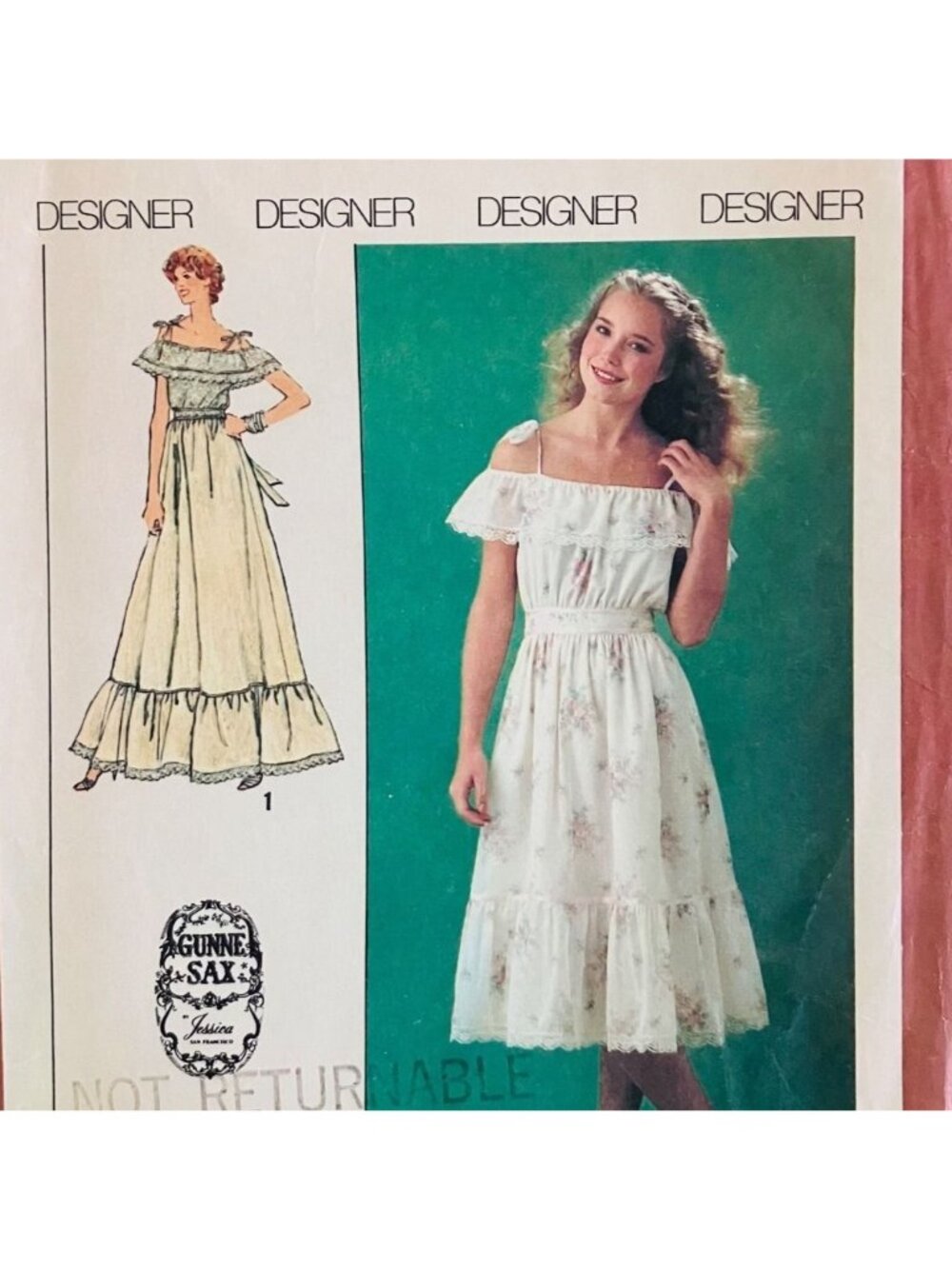 1970s Simplicity 9015 Gunne Sax Ruffled Dress Vintage Sewing Pattern Sz 12 CC